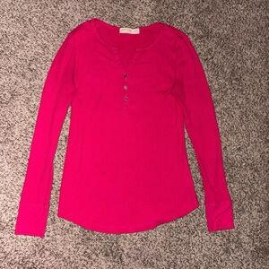 pink long sleeve Henley top